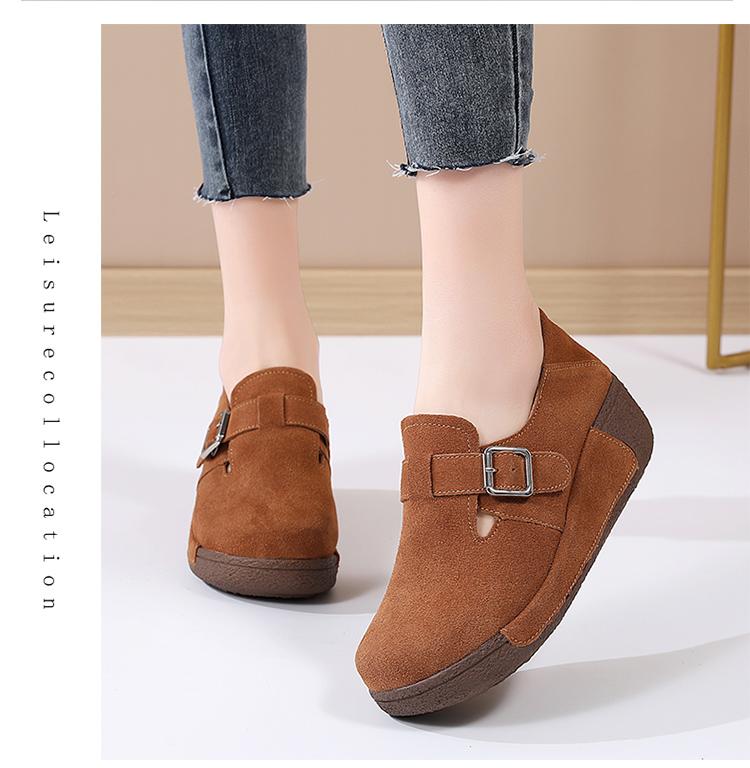 Product Introduction of Fashion Casual Women's Shoes Slip-on Lightweight Comfortable Lazy Shoes Latest Metal Buckle Platform Muffin Schoolgirl Shoes Walking Shoes Footwear Slipon Bridal 23