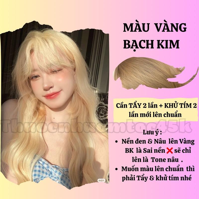 Thuốc Nhuộm Tóc Màu  Vàng Bạch Kim [ Cần Tẩy + Khử tím 2 lần mới lên chuẩn] Đổi Màu Tóc