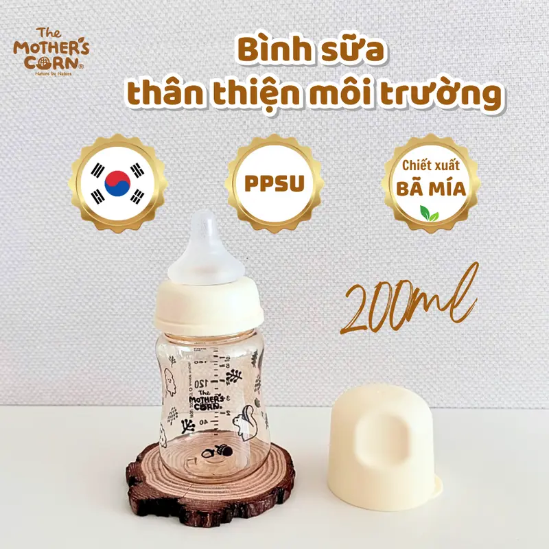 Bình sữa Mothers corn 200ml Hàn Quốc PPSU kết hợp thành phần hữu cơ nhập khẩu chính hãng 1