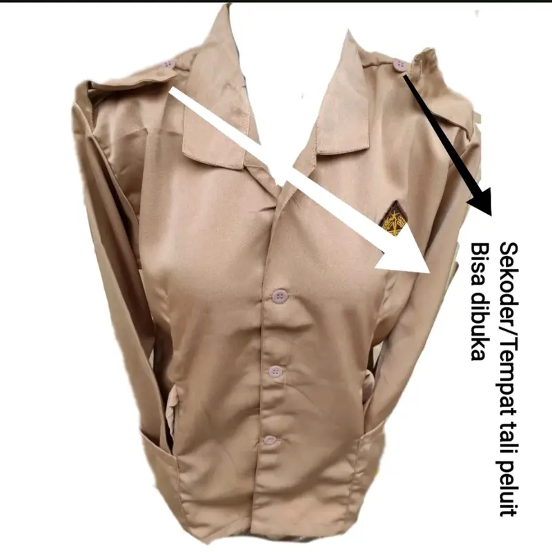 Baju pramuka perempuan lengan panjang model kantong bawah tali pinggang Seragam sekolah SD,SMP,SMU kain Balestra/High Twis Anak Fashion 3
