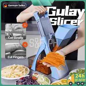 Pemotong Sayuran Mandolin dan Pengiris Dapur Aman Multi-fungsi Pemotong Salad Sayuran