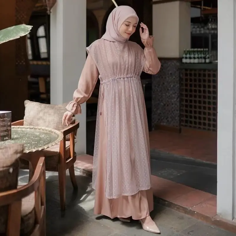Size L-5L premium hyekyo dress gamis elegan simple gamis remaja brokat aesthetic gamis wanita jumbo bigsize 0