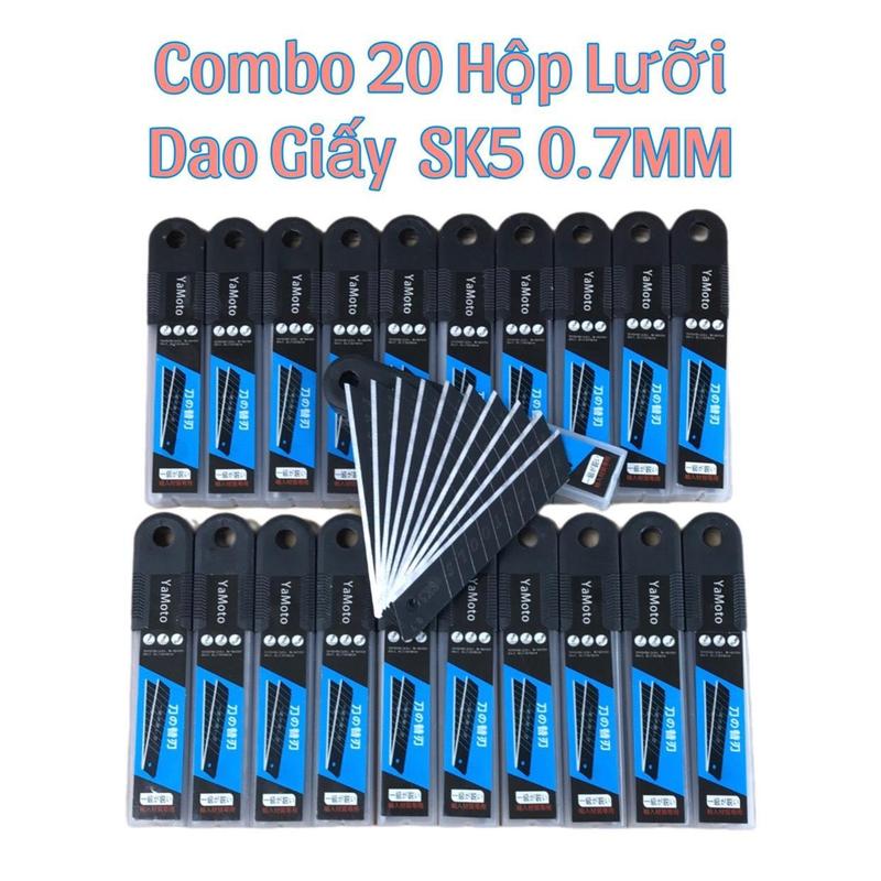Lưỡi Dao Giấy Thép Đen SK5 0.7mm (Combo 10 Hộp, 20 Hộp). Lưỡi Dao Rọc Giấy, Dao Trổ, Lưỡi Dao Đa Năng 18*100mm. Bền Bỉ, Sắc Bén.