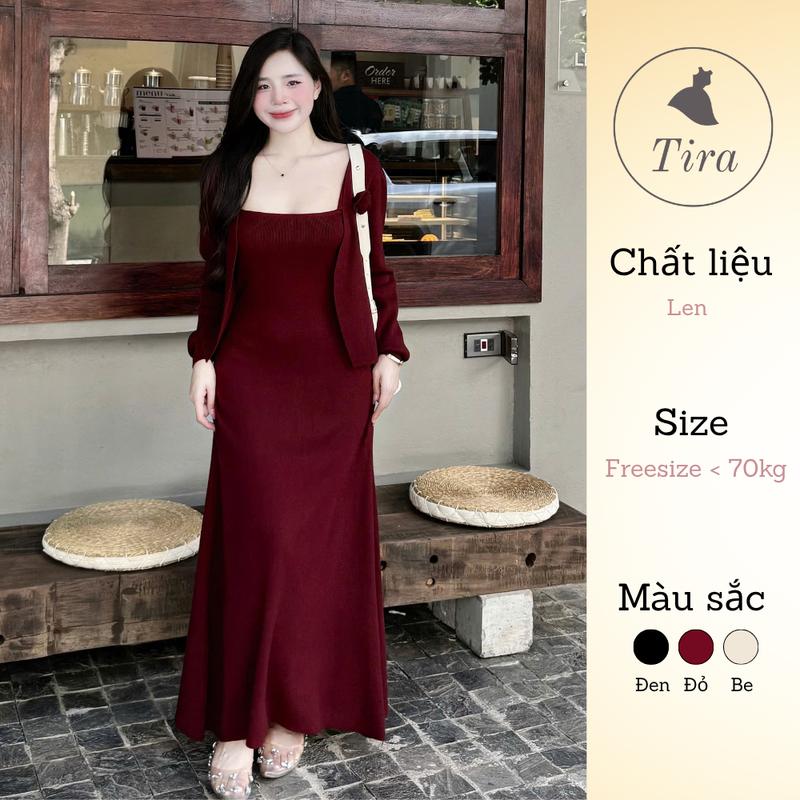   Tira Mama Design M350 Set váy bầu cúp ngực Set cdg kèm váy suông hai dây tag hoa rời Set bầu đi tiệc xinh 