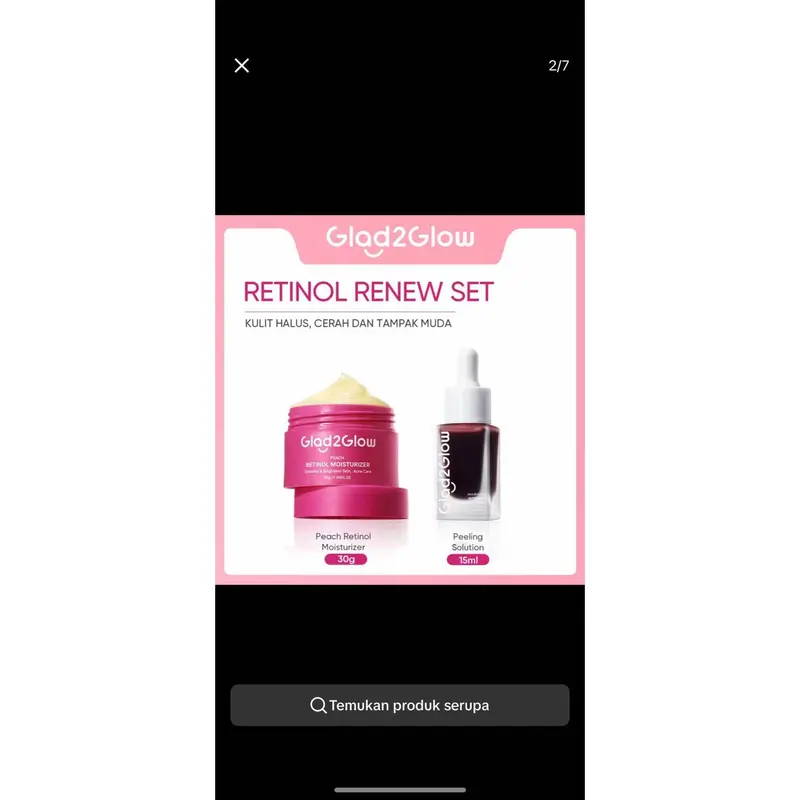 [2 PCS] GLAD2GLOW NIGHT RENEW BUNDLING 2 IN 1 / MOISTURAIZER RETINOL + PEELING SERUM AHA BHA PHA / MENCERAHKAN WAJAH / RETINOL RENEW SET 5