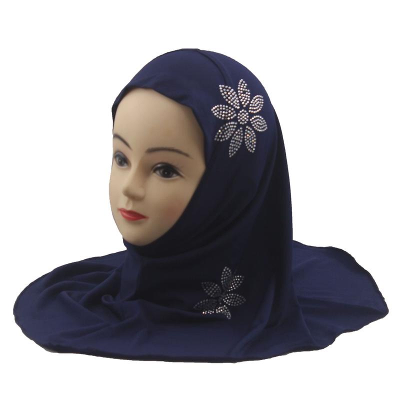 4 to 8 Years Old Little Girls' Rhinestone Hat Malay Scarf Headscarf  H002 6