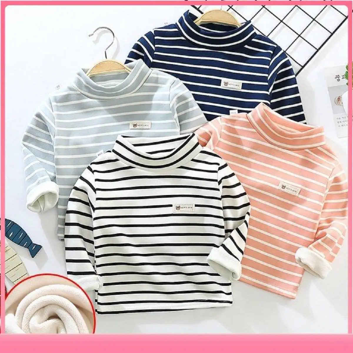 AOGIUNHIET COMBO 3-5 Áo giữ nhiệt cho bé trai bé gái lót nỉ nhung dày ấm hàng Quảng Châu cổ cao 3p từ 6-42kg Áo thun dài tay lót nỉ nhung chất đẹp mềm mịn thấm hút mồ hôi