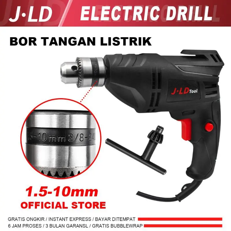 JLD Mesin Bor Besi Kayu 10 mm bisa kiri kanan Mesin Bor Listrik 10mm Power Full Bor Beton