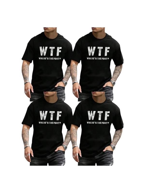 Men's Slogan Graphic Round Neck Tee, Summer Clothes, Regular Fit Short Sleeve Crew Neck T-Shirt for Daily Outdoor Wear, Casual Comfy Knitting Top for Summer 6