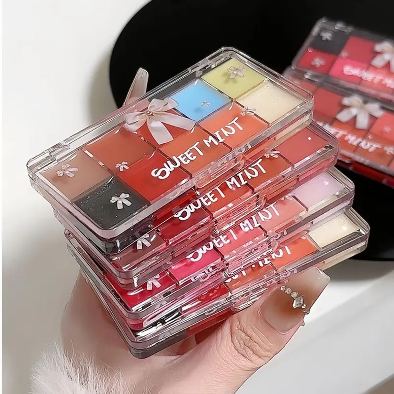 Son Kem, Son Môi 10 Màu, Bảng Màu Sweetmint, Dòng Công Chúa, Dưỡng Ẩm, Không Dễ Dán Vào Cốc, Son Môi tráng Gương 0