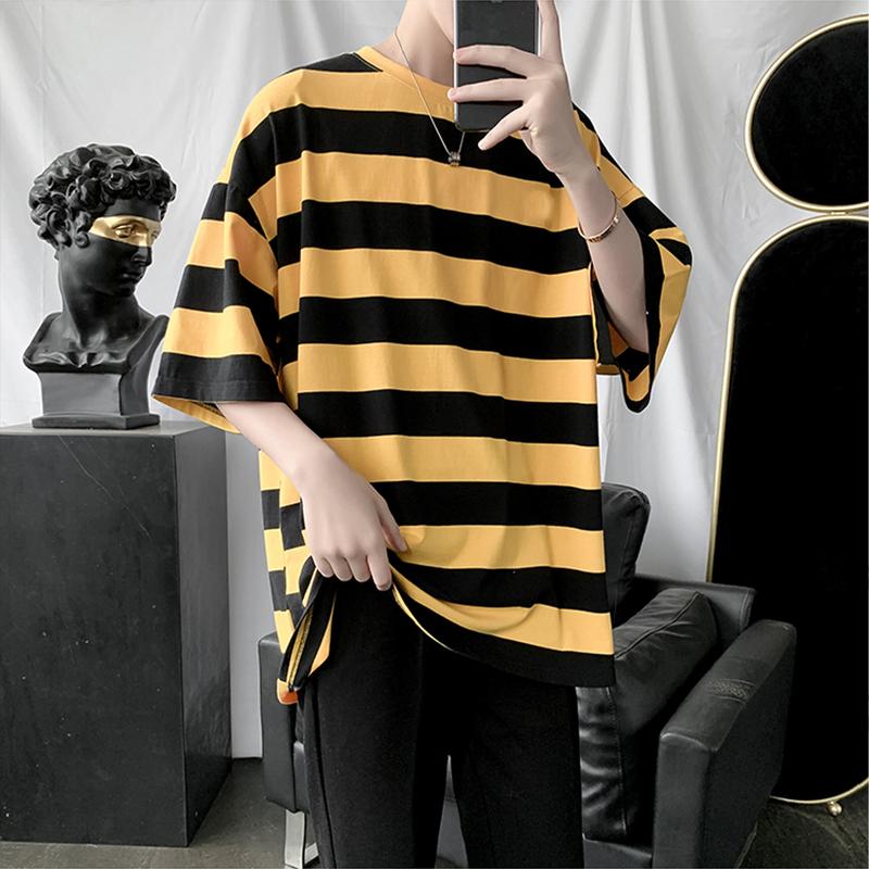 Product Introduction of Vintage striped T-shirt men's clothing Korean-style comfortable fine cloth fashion unisex clothes 27