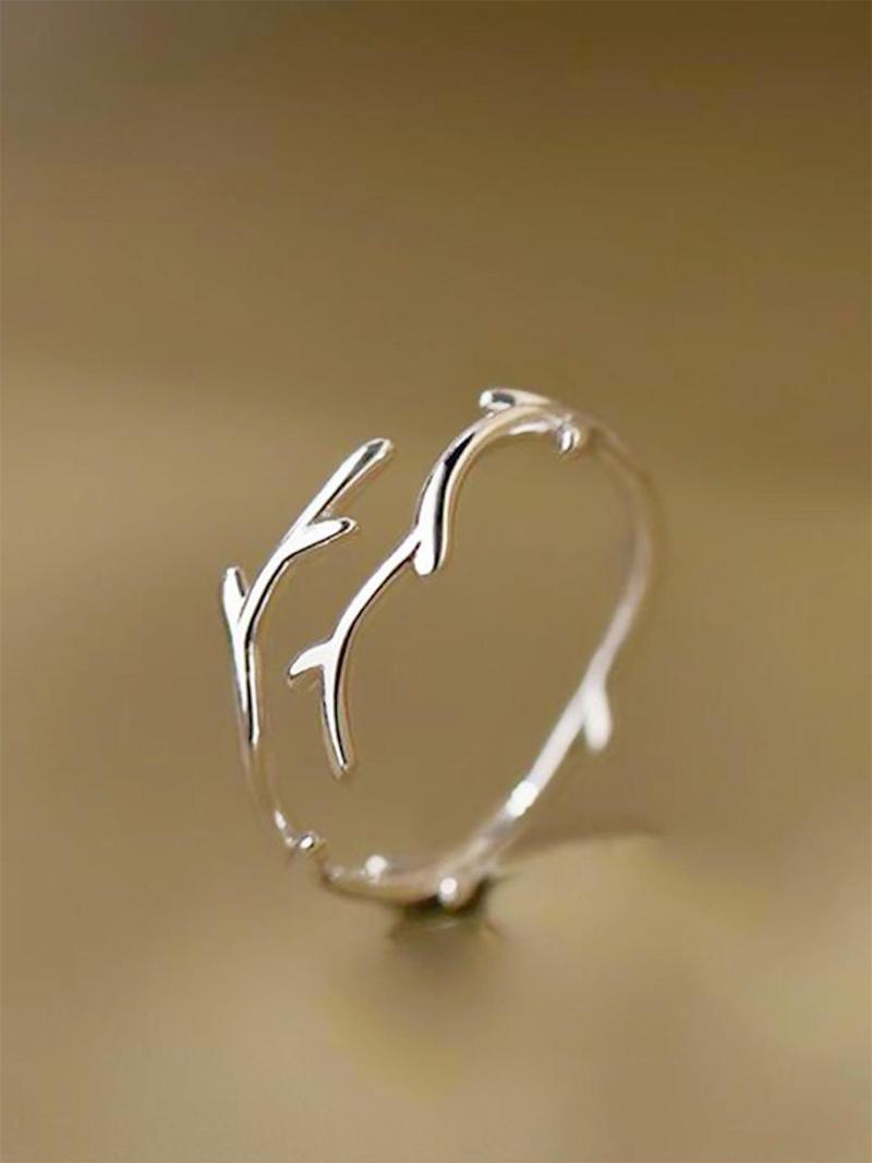 Product Introduction of Simple Plain Color Copper Ring,  Branch Design Cuff Ring, Fashion Accessories for Women for Party, Daily Clothing Decor, Trendy All-match & Exquisite Jewelry for Birthday Gift 5