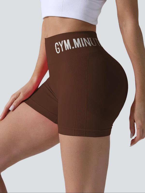Women's Letter Print High Waist Gym Shorts, Breathable Comfortable Skinny Shorts, Ladies Sportswear for Indoor Outdoor Wear 6
