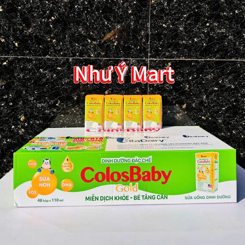 vitadairy-(thùng 48 hộp 110ml )Sữa pha sẵn COLOSBABY gold/iq cho bé 1