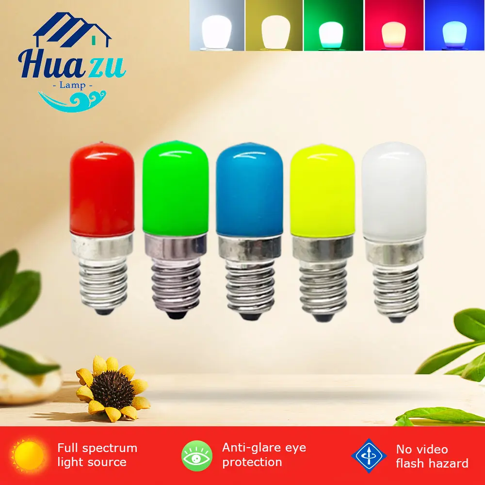 Huazu T18 Color LED Refrigerator  Bulb Filament 2W  Red Yellow Blue Green White Light E14 E12 Screw 85-265V suitable for Microwave Oven Bulbs