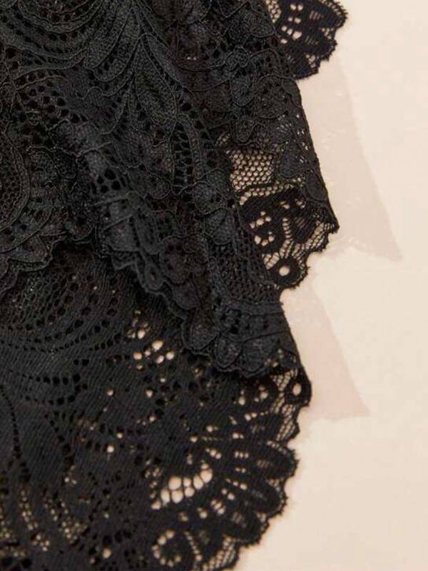 【 Plus Size】 Floral Lace Scallop Trim Panty, Soft Comfy Breathable Knicker for Daily Wear, Underwear for Women, Women's Underwear for All Seasons, Women's Underwear 3