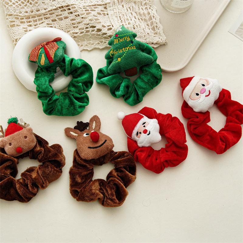 Product Introduction of 1-3 pcs Cartoon Christmas Elastic Hair Ties Cute Santa Claus Christmas Tree High Ponytail Hair Rope Sweet Hair Accessories Gifts 0