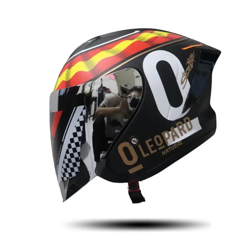 JS ARMOR MOTIF Helm dewasa halface js armor cowok/cewek Helmet Kaca Motorcycle Visor 5