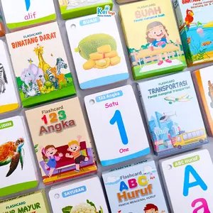 Flashcard Anak /  Flash Card Ring Mainan Edukasi Kartu Belajar Pintar Membaca Huruf Angka Hijaiyah Hewan Buah Sayur