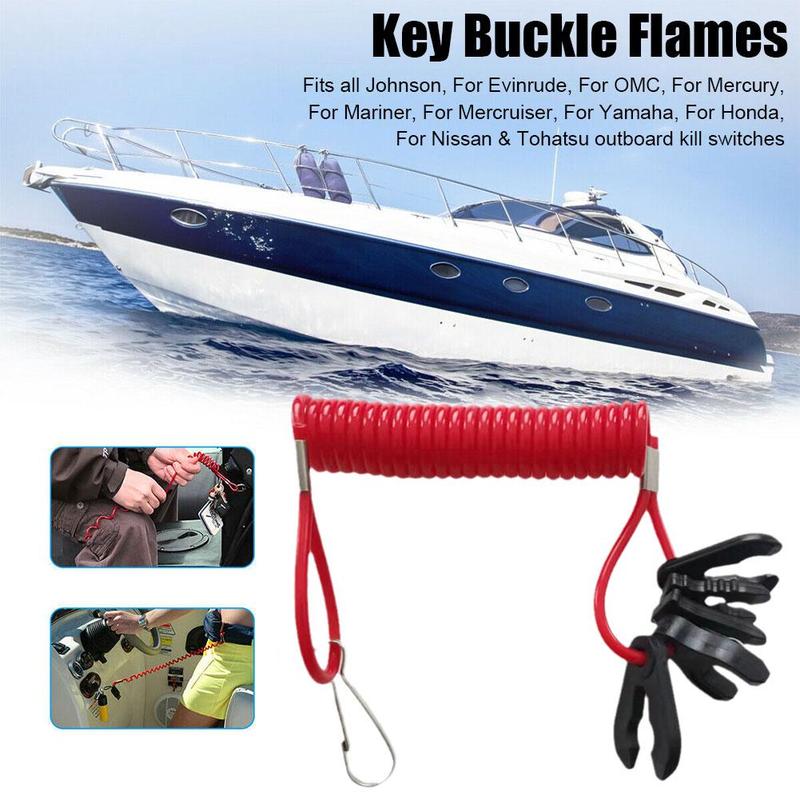 Product Introduction of 1set 7 Keys Boat Engine Outboard Motor Kill Switch Lanyard Motorboat Safety Urgent Rope Key Selling Reminder Tether Flameout Rop 22