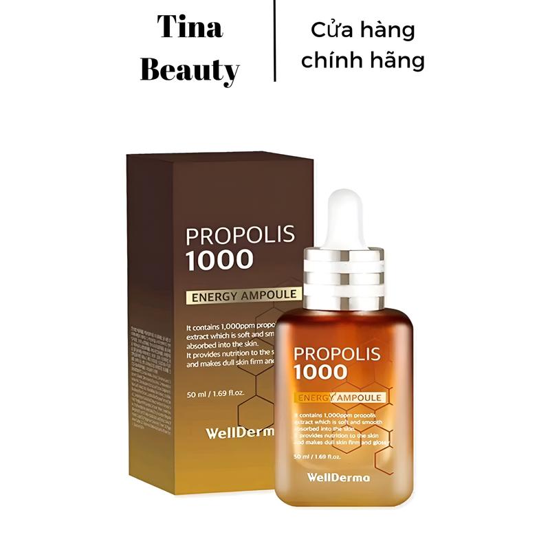 Serum Keo Ong Cấp Ẩm WellDerma Propolis 1000 Energy Ampoule 50ml Nữ Skincare Dưỡng Ẩm Da