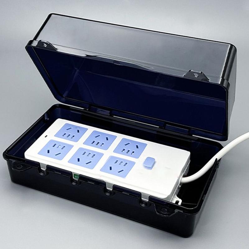Product Introduction of Portable Plastic Plug Box Anti-theft Waterproof Cable Management Box Protect Outlet Weatherproof Power Strip Storage Box Outdoor 12