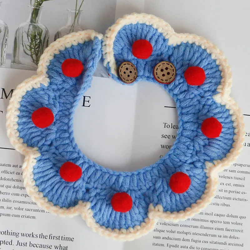 Handmade Knitted Yarn Cat Collar, Cute Bib for Pets, Accessories for British Shorthair, Ragdoll, and Teddy Cats