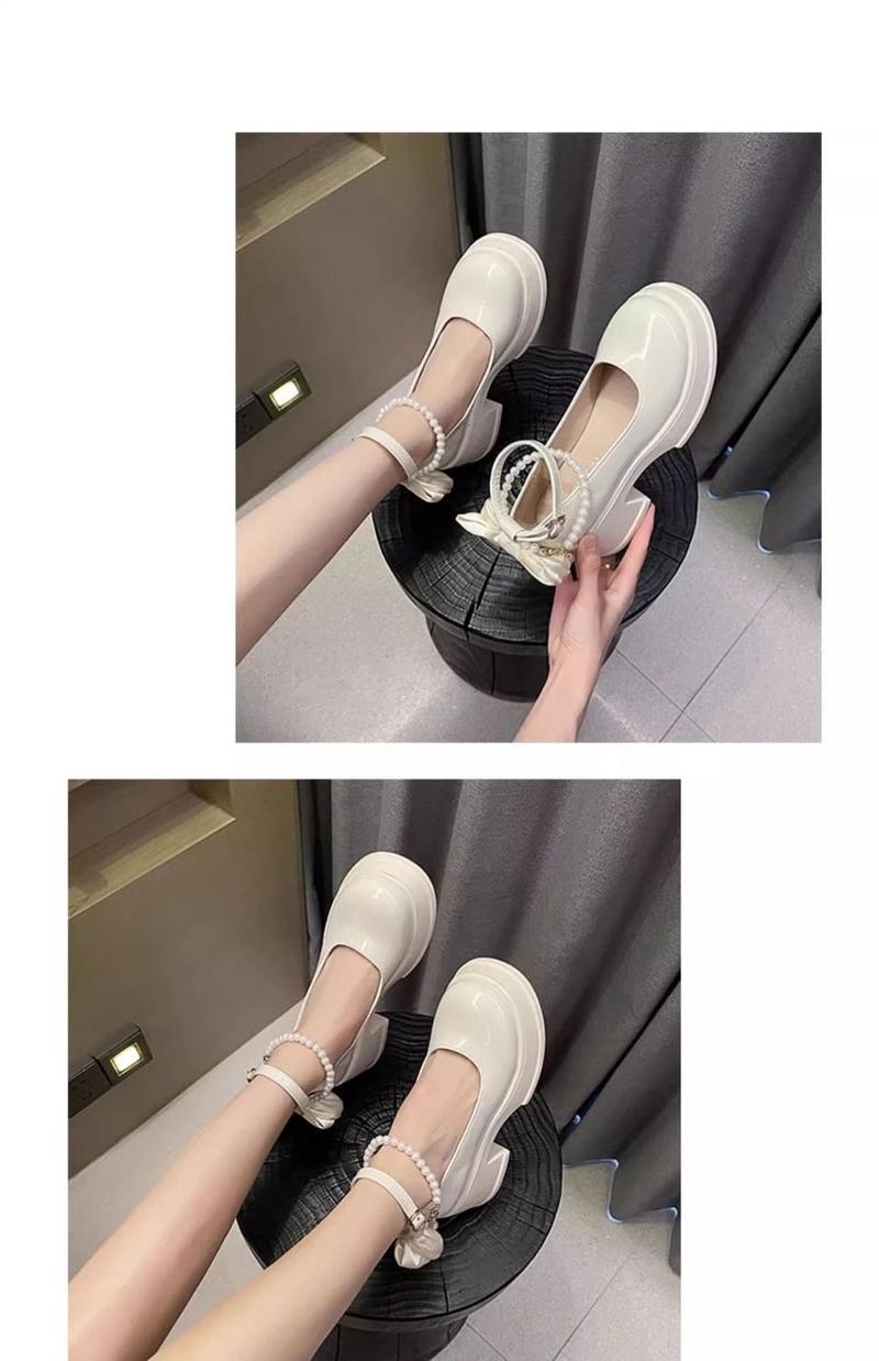 Product Introduction of Lace-Up Mary Jane Chunky Square-Toe Shoes, Comfortable Soft Sole with Anti-Slip Design, Bow Accent, Retro Fashion Footwear That Can Be Paired with Skirts 26