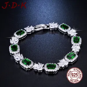 JDK 925 Perak 5A Zirkon Gelang Zamrud Alami Perhiasan Permata Untuk Wanita Bracelet