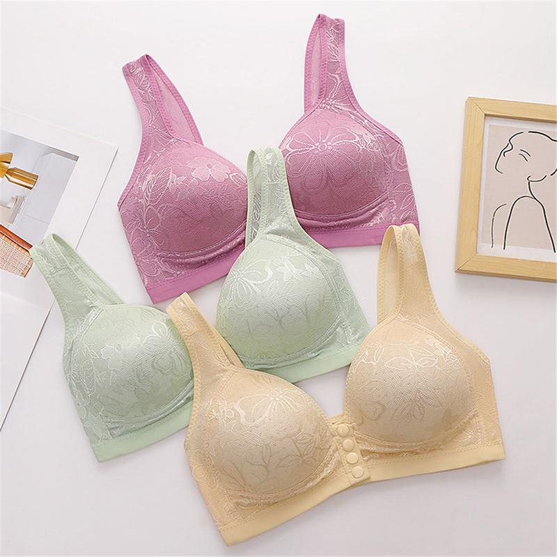 Product Introduction of New Large Size Beautiful Back Breathable Gather Sweat-absorbent No Steel Ring Front Buckle Side Breast Mother Bra 16