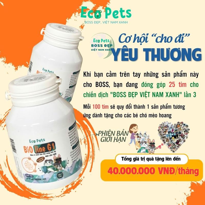 Men tiêu hóa cho chó con Ecopets BIOLINE G1 200v - 50g men vi sinh cho chó biếng ăn tiêu chảy 75gr