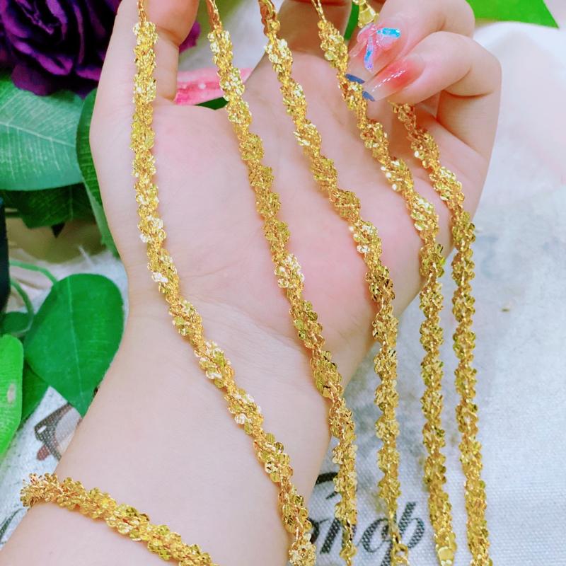 Sét dây chuyền và lắc tay xoắn 4d cao cấp Voi Nhẫn Hồ Lô 2