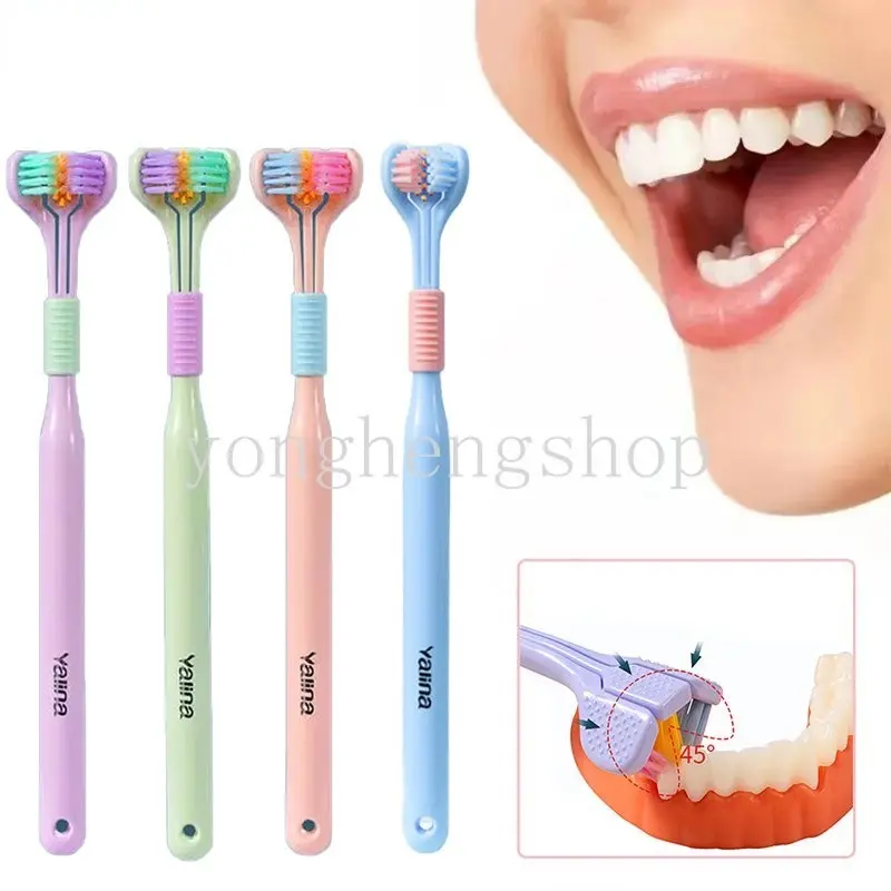 Bàn Chải Đánh Răng Ba Mặt Lông Mềm Với Tay Cầm Chống Trượt Chăm Sóc Răng Miệng Cho Người Lớn | Thỏ Beauty