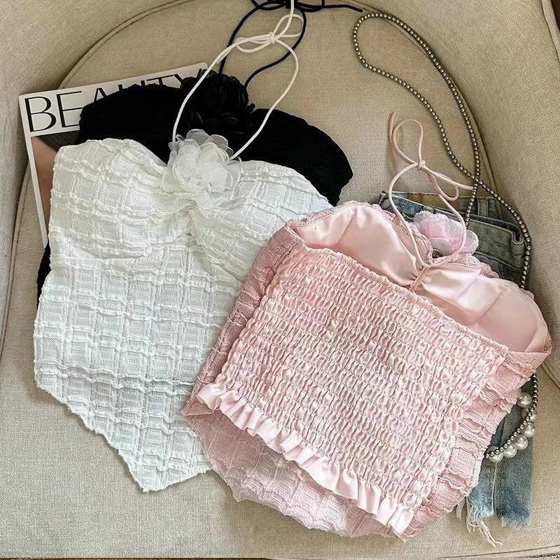 Product Introduction of Áo bra kiểu yếm LOANPRO cài hoa trà lưng thun có đệm siêu xinh Nữ Women Top 4
