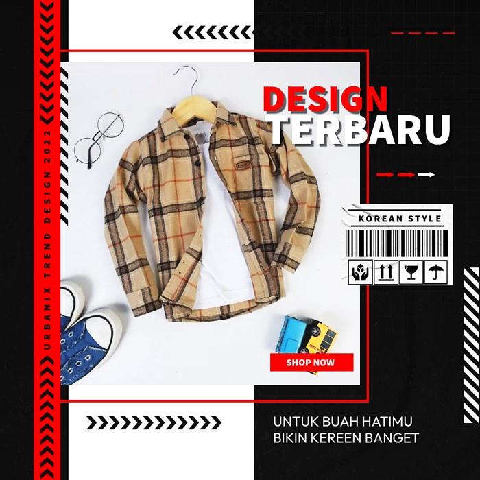 Twinbee Kemeja Flanel Anak Laki Laki Lengan Panjang Usia 1 2 3 4 5 6 7 Tahun Import Cream Biru Merah Korean Style Premium 1
