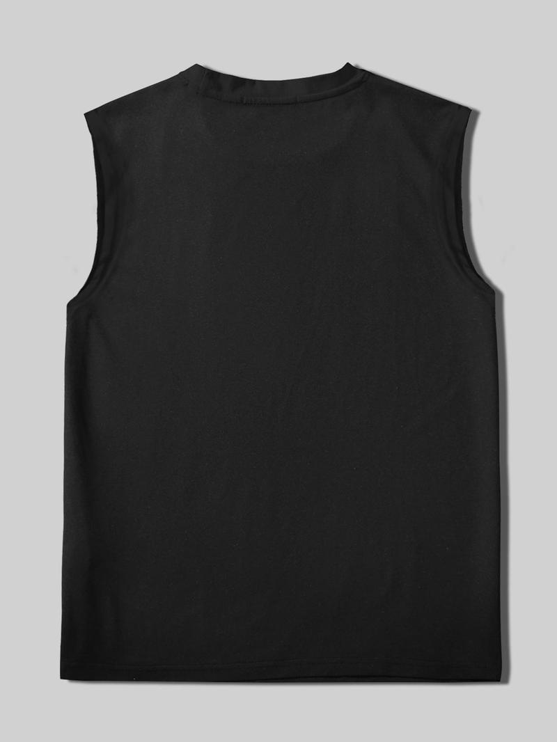 Product Introduction of Men's Letter & Coconut Tree Print Tank Top, Regular Fit Casual Comfortable Breathable Round Neck Sleeveless Vest for Summer, Men's Clothes for Beach Vacation 3