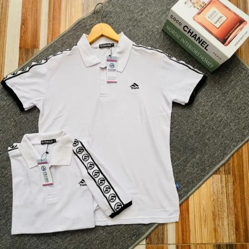 Poloshirt Kaos Berkerah Putih Logo Bordir T-Shirt Baju Pria Wanita Distro Branded Lengan Pendek Unisex Katun Combed 0