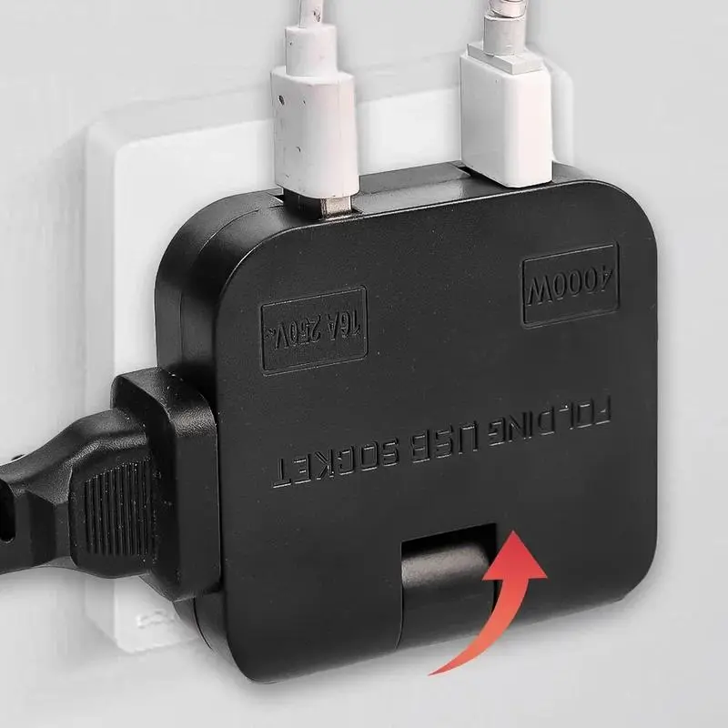 Bộ chuyển đổi ổ cắm phích cắm, Có Thể Xoay 180 độ, phích cắm EU, 4 cổng, Bộ Chuyển Đổi du lịch Mỹ sang EU, với 2 cổng USB, Ổ cắm điện, Ổ cắm AC 3