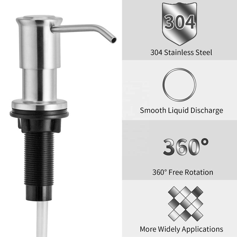 Universal Soap Dispenser, 1 Count Stainless Steel Rotatable Liquid Dispenser, Kitchen Sink Soap Dispenser 5
