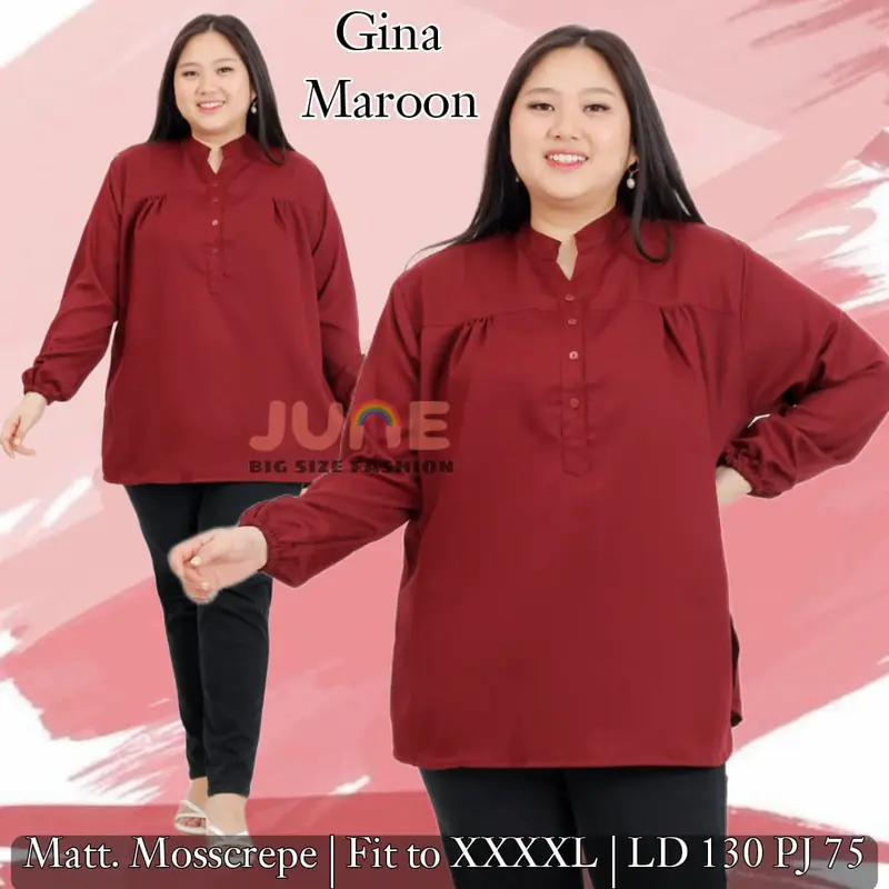 JUNE -  ATASAN JUMBO WANITA LD 130 / BAJU JUMBO WANITA / BAJU KERJA JUMBO WANITA 4XL / ATASAN BIG SIZE WANITA / BAJU JUMBO WANITA SIZE XXXXL / BAJU WANITA UKURAN BESAR MUAT HINGGA BB 100 + 1