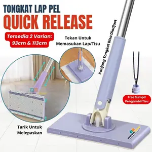Dual Use Disposable Clean Mop Stick: Press Model with Refill Wipes (Dry & Wet)