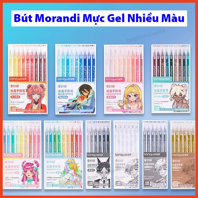Set 9 bút gel nhiều màu Morandi ngòi 0.5mm màu sắc khác nhau bút màu dễ thương bút mực morandi dành cho học sinh