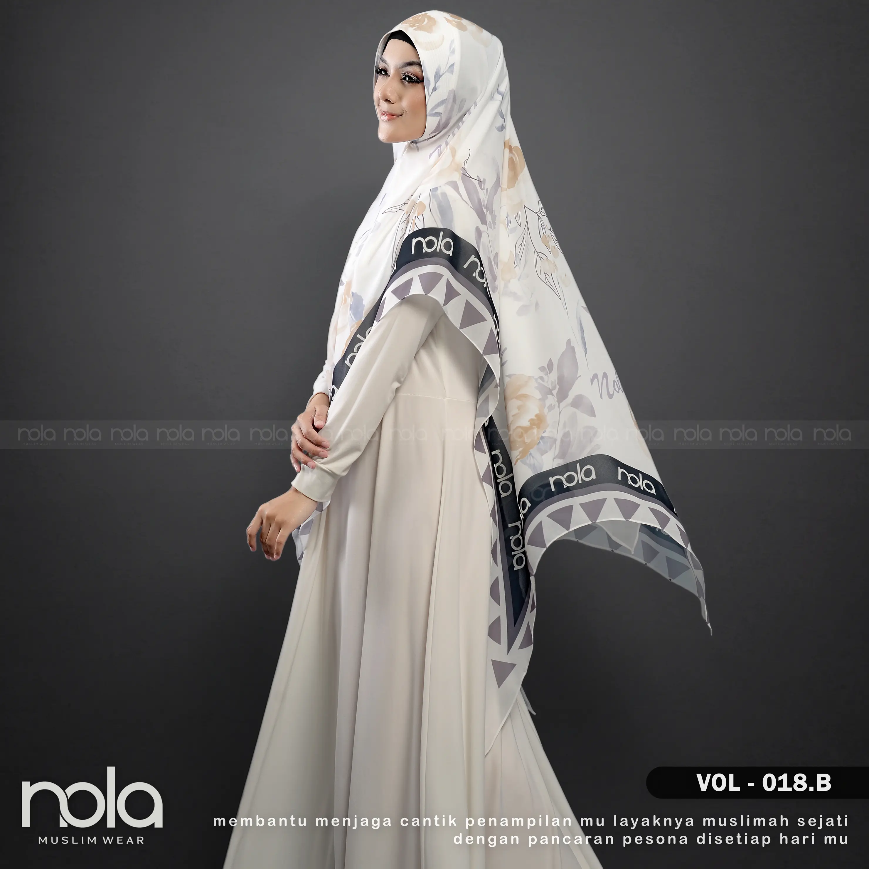 NOLA - Khimar Printing VOL 18 Spesial Warna Broken White Ceruti Ceruty