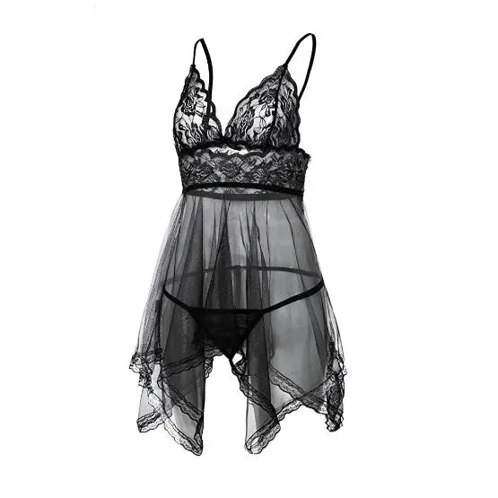 Lingerie Sexy Baju Dinas Malam Free G-String Pakaian Wanita Dress Transparan PRIVASI Regular Red 2