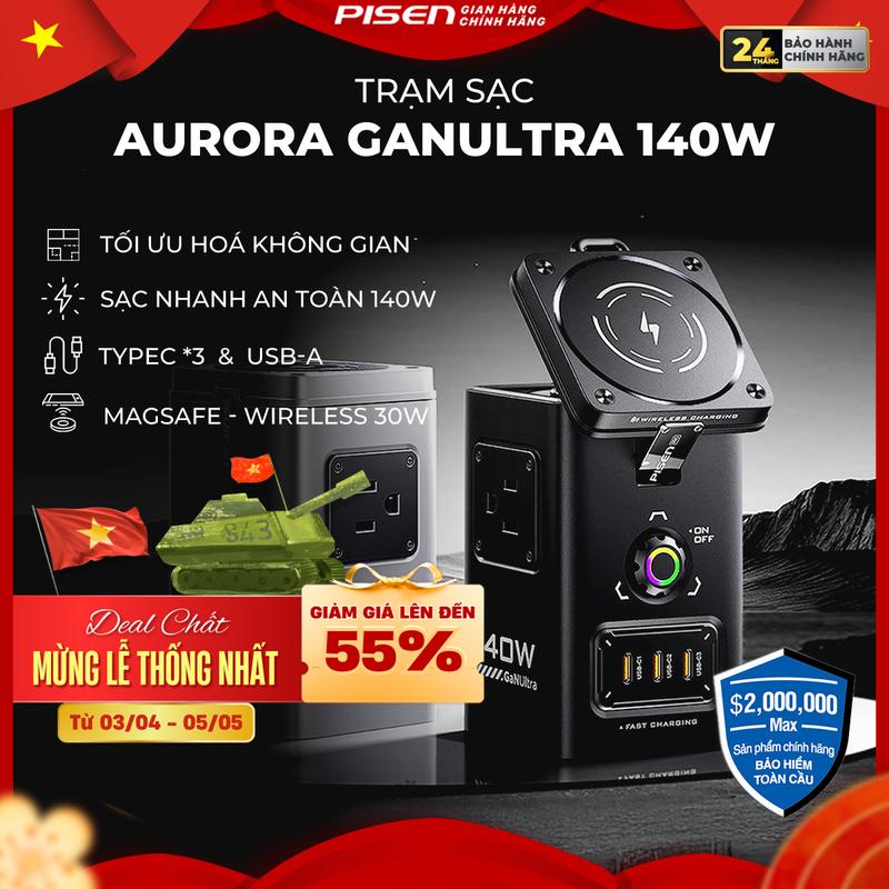 [PISEN] Trạm Sạc Nhanh Đa Năng | Điều Chỉnh Dòng Điện, Bảo Vệ Toàn Diện, Tương Thích Smartphone, Laptop, Các Thiết Bị Văn Phòng | PISEN PRO Aurora Desktop Magstation | KF27 | Bảo Hành 18 Tháng (Kích Hoạt PCARE + 6 Tháng) | Bảo Hiểm 2 Triệu Đô Toàn Cầu