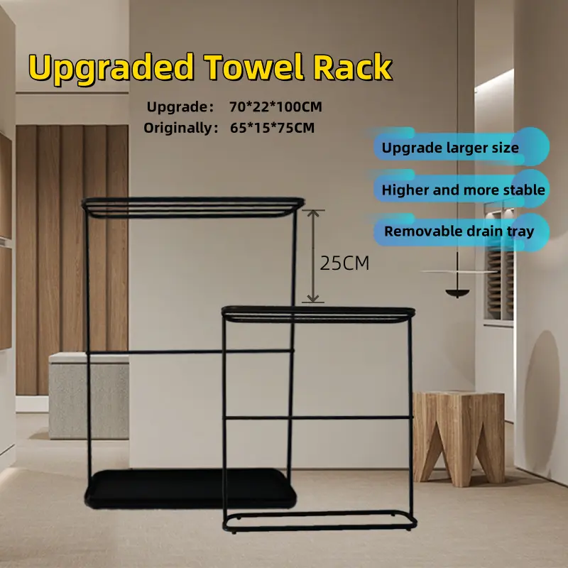 New Upgraded Towel Rack Simplicity Tray Towel Racks Metals Towel Hanger Stand Toilet Rack with Bathroom