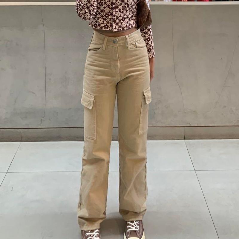 Highwaist Jeans Cargo Loose Hangover Vol.2 - Celana Cargo Jeans Premium Tebal Kekinian Wanita Panjang Cewek Denim 5