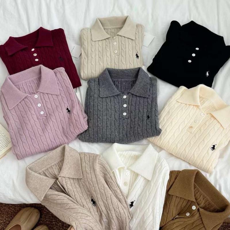 Áo len polo mềm thêu ngựa mềm