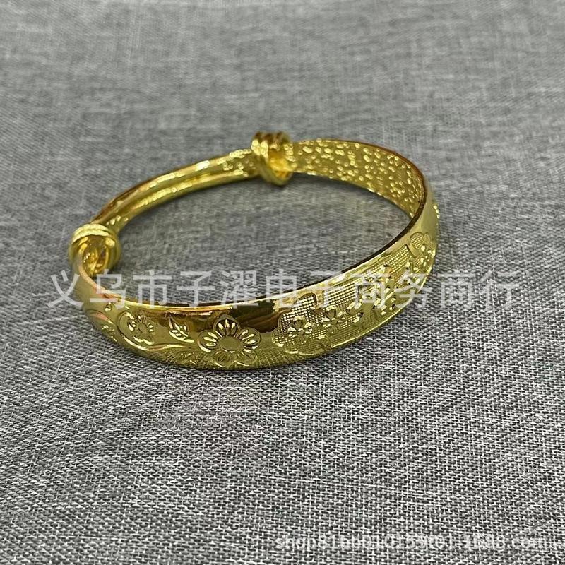 High Imitation Vietnamese Gold-Plated Dragon and Phoenix Fortune Bracelet Push-Pull Dragon and Phoenix Auspicious Bracelet Gold Color Plum Blossom Fortune Imitation Jewelry 7