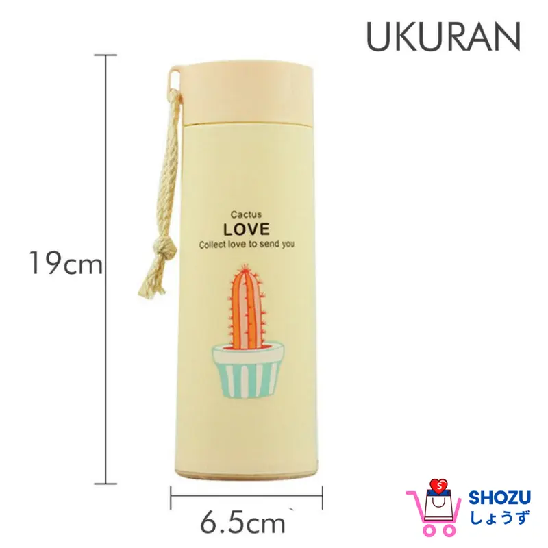 Botol Minum Kaca 450ml Cute Plant Botol Termos TEBAL KUAT TAHAN PANAS DINGIN Botol Minum Anak Sekolah BPA FREE Botol Tumblr+ Handle 3